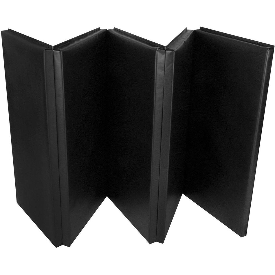 Cannons UK foldable gymnastics mat black folded 10ft x 4ft x 50mm space-saving mat for tumbling and cheerleading