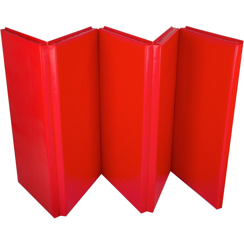 Cannons UK foldable gymnastics mat red folded 10ft x 4ft x 50mm for compact storage after training sessions