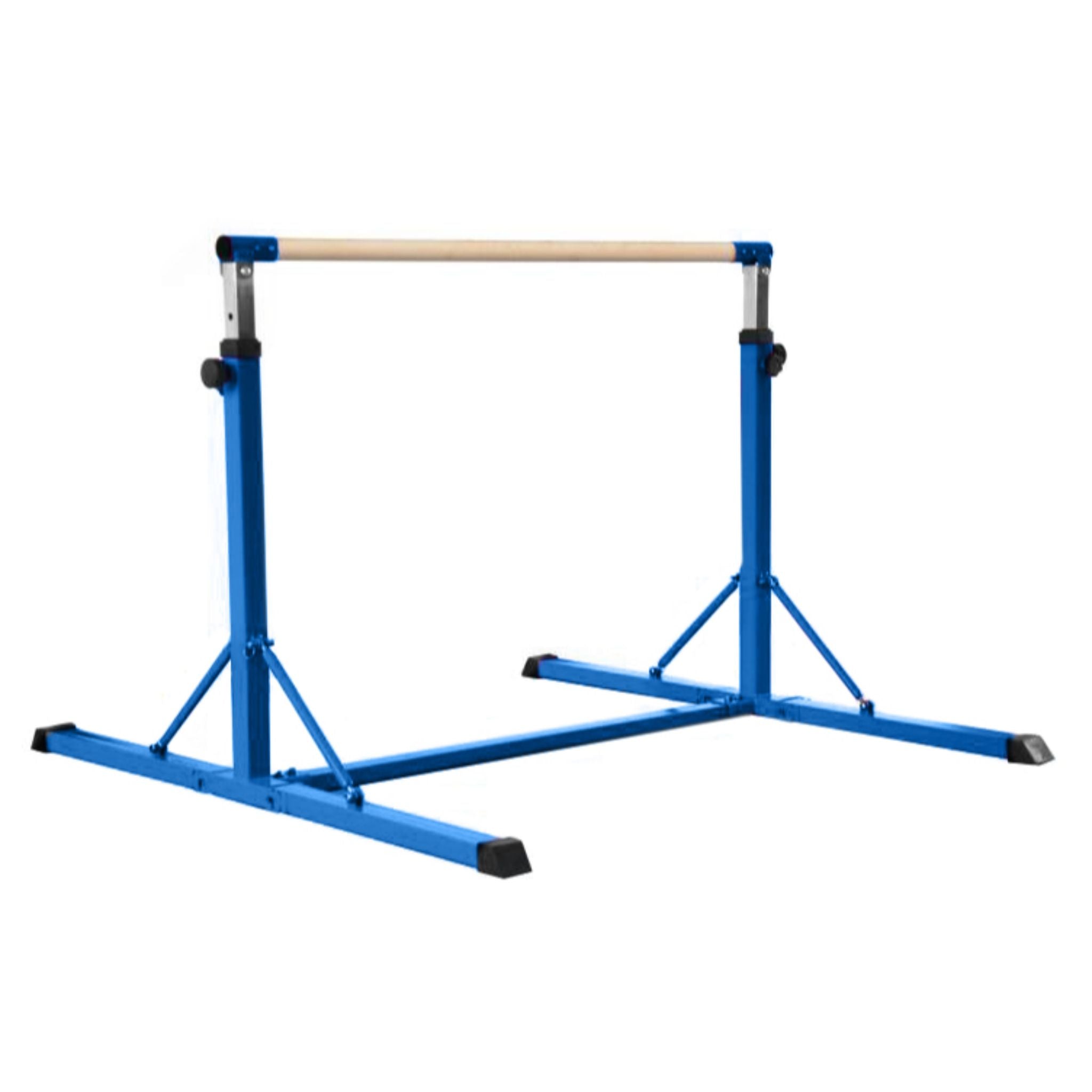 Junior Pro bar blue straight-on front studio view for shaping and kip swing practice