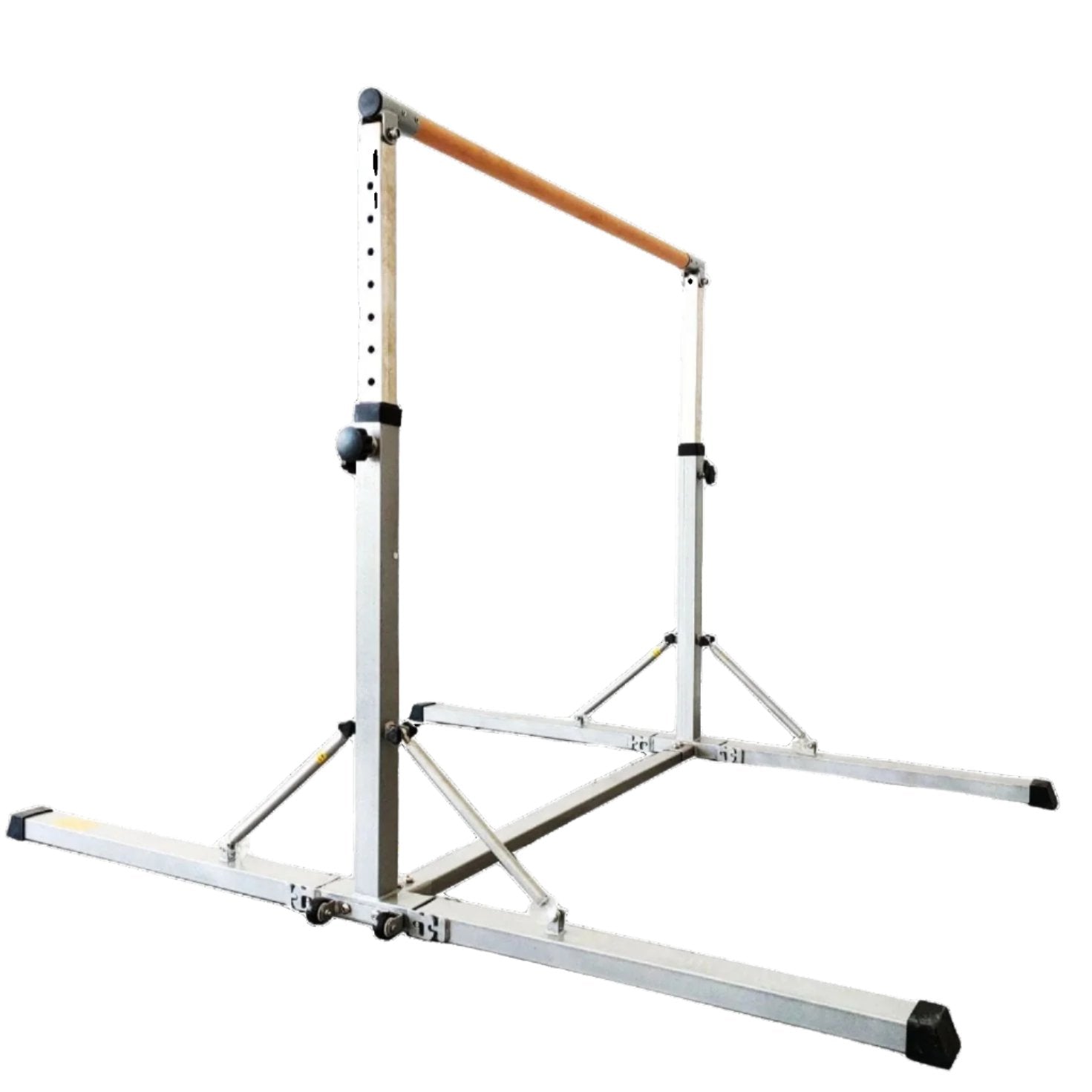 Silver side angle highlighting stabiliser feet and end caps — non-slip contact for safer training