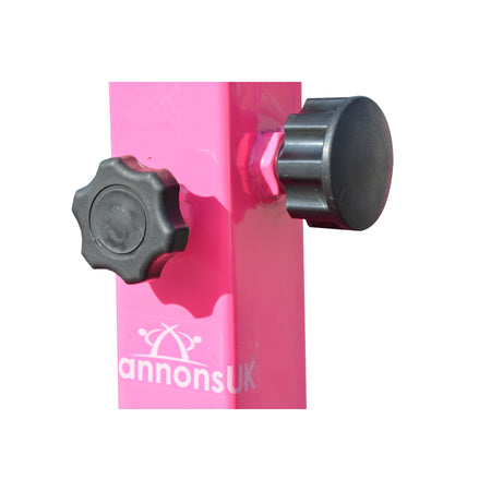 Parallel Bars pink — height/locking knob close-up for quick adjustments and secure training setups
