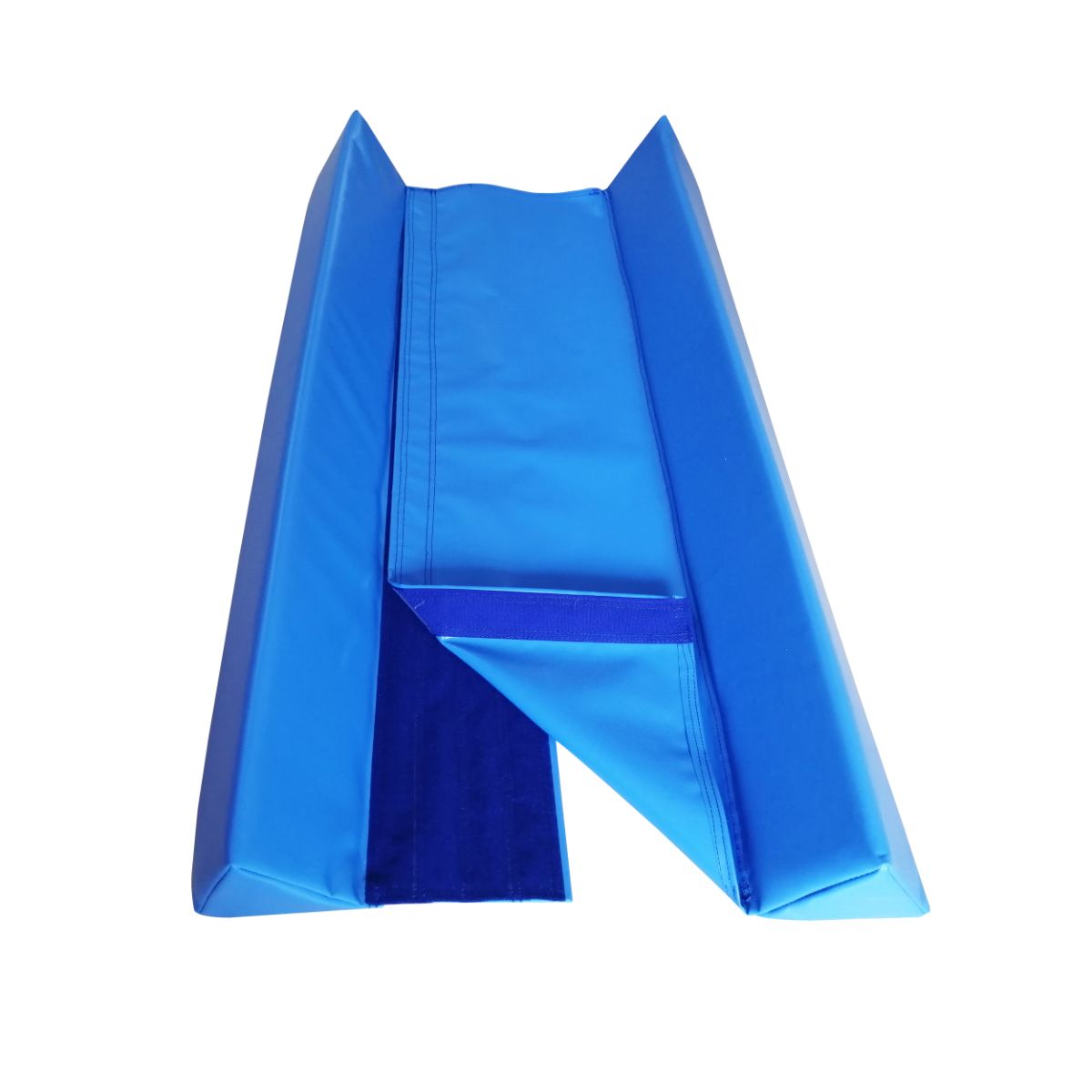 Pro Air Rolls wedge blue U-cradle front view for supporting air rolls in clubs and home gyms