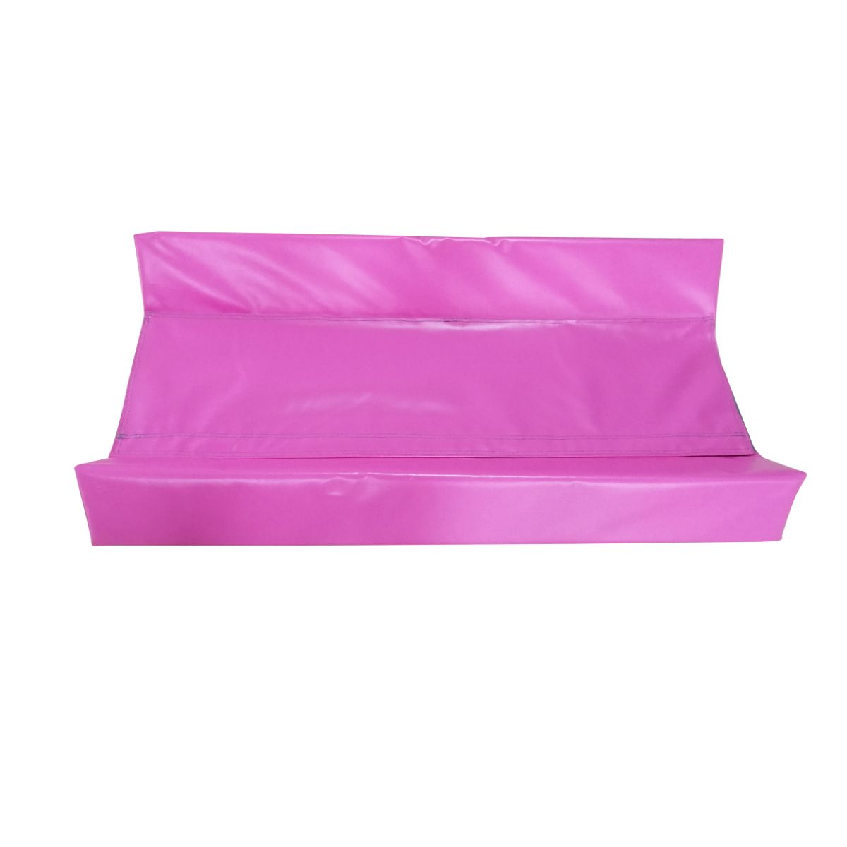 Pink wedge oblique angle showing edge radius — safe setup aid for air-roll practice. 