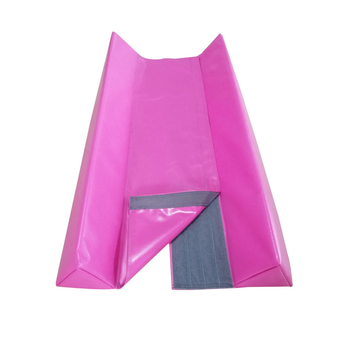 Pink U-cradle wedge wide-mouth variant — wider channel for broader roll support and easy placement. 