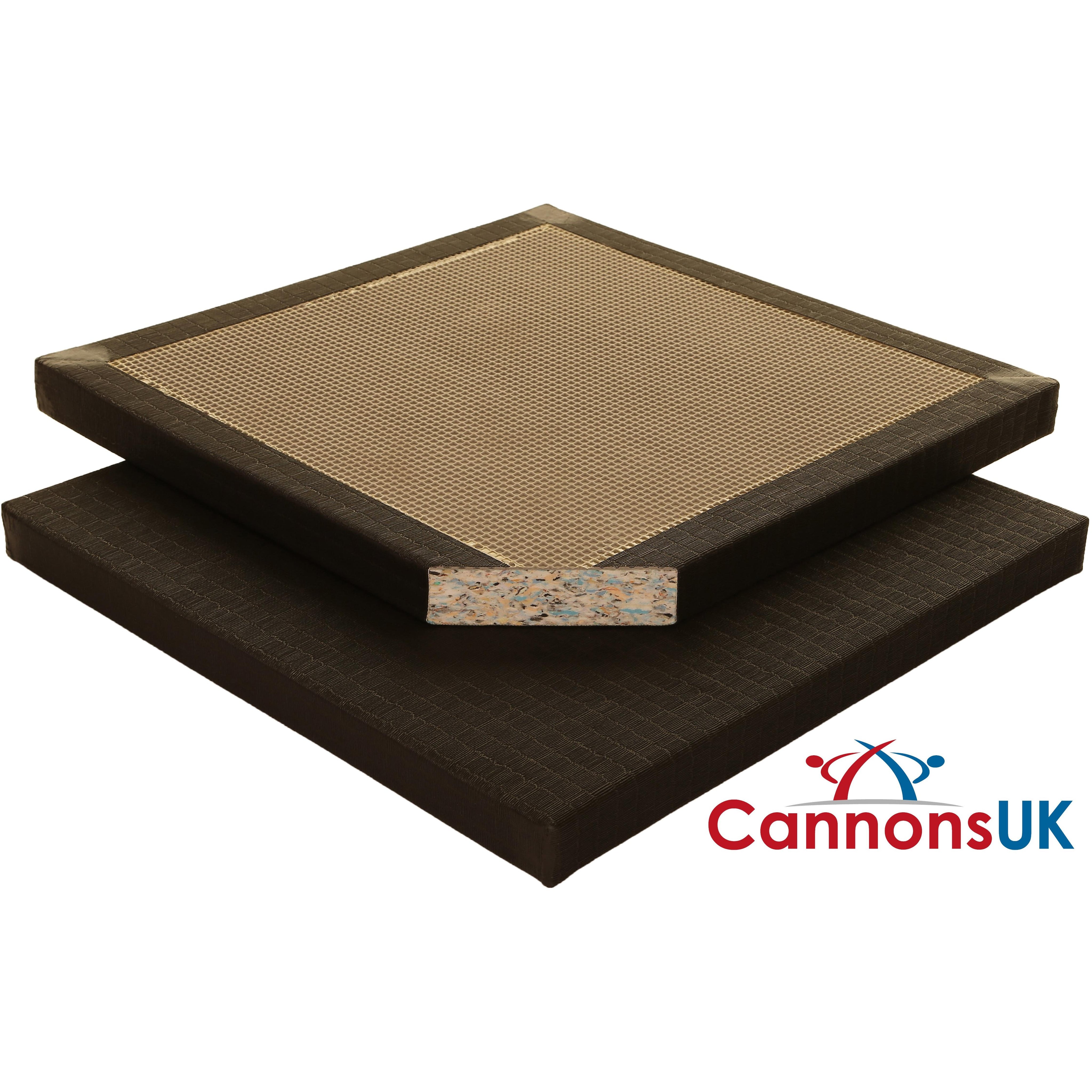 Single black 40mm contest judo mat with corner cutaway showing high-density foam core and non-slip tatami texture.