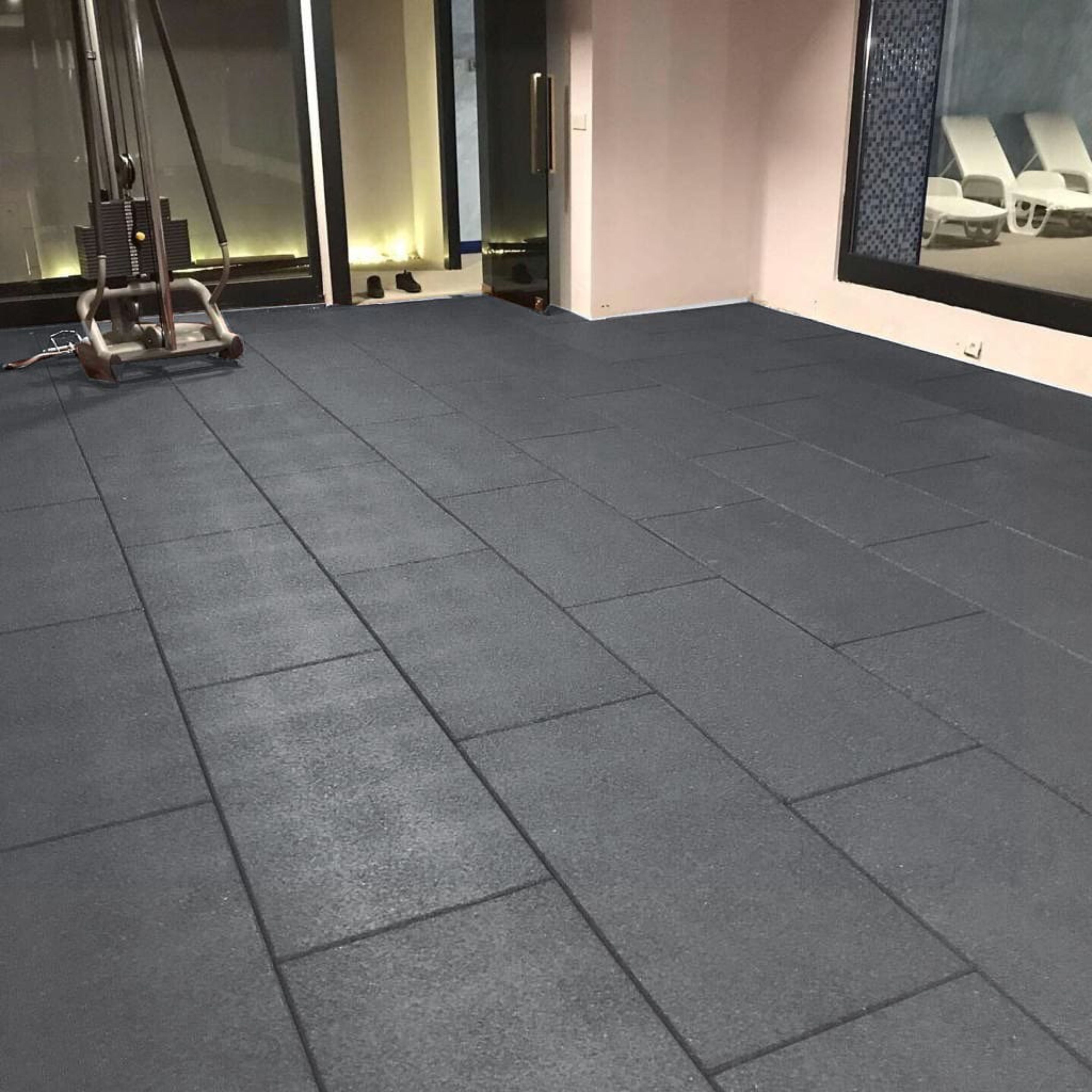 1m X 50cm 20mm Flatline Grey Rubber Gym Flooring Cannons Uk