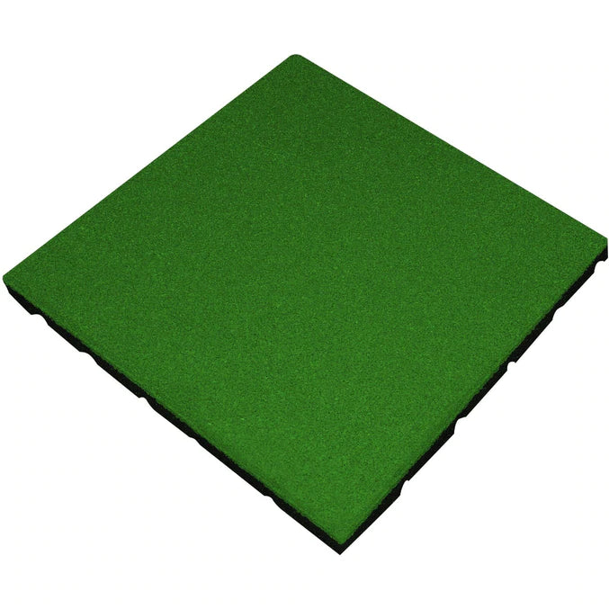 20mm green playground flooring sample – 50cm x 50cm – white background  
