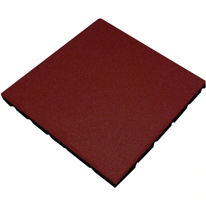 20mm red playground flooring sample – 50cm x 50cm – white background  

