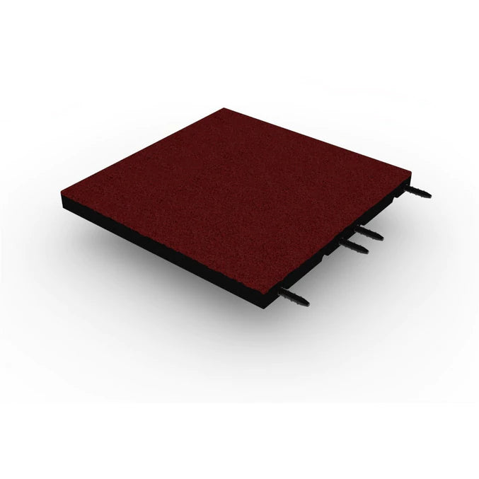30mm red playground flooring sample – 50cm x 50cm – white background  
