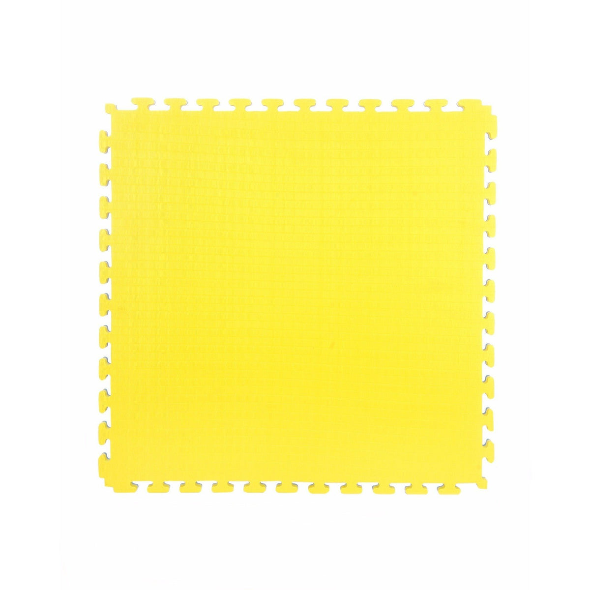 Flat view of yellow side of reversible tatami MMA mat, 1m × 1m, showing full surface area.