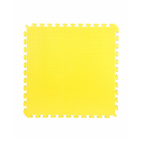 Flat view of yellow side of reversible tatami MMA mat, 1m × 1m, showing full surface area.