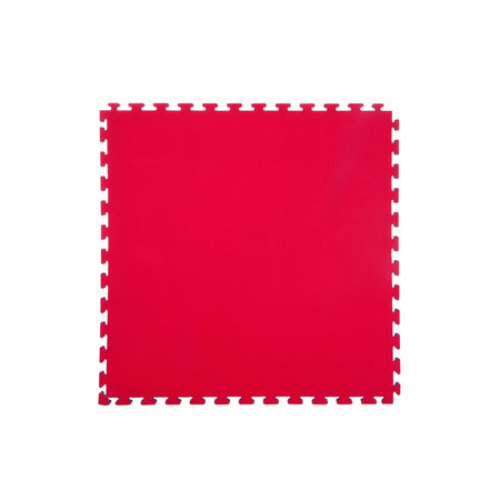 Mats laid flat in red / blue reversible pattern — full top view for training or play area setup.