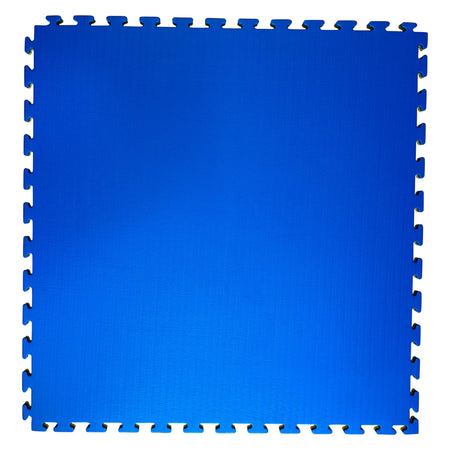 Full blue side with jigsaw connectors visible – 20mm Premium Tatami mat  
